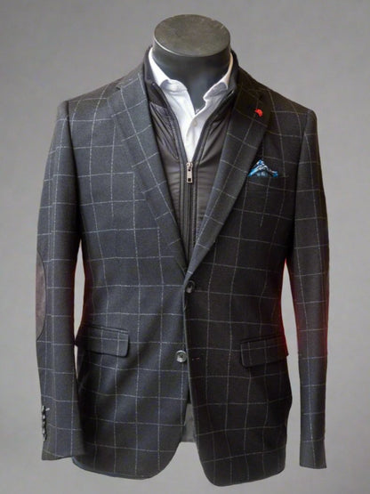 Soul of London Stretch Sportscoat - Black Windowpane