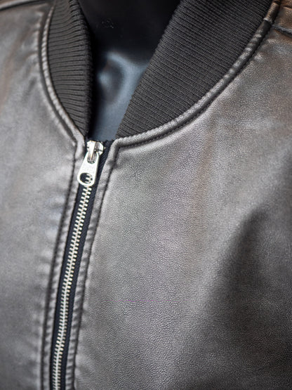 Garcia Vintage Faux Leather Bomber - Black