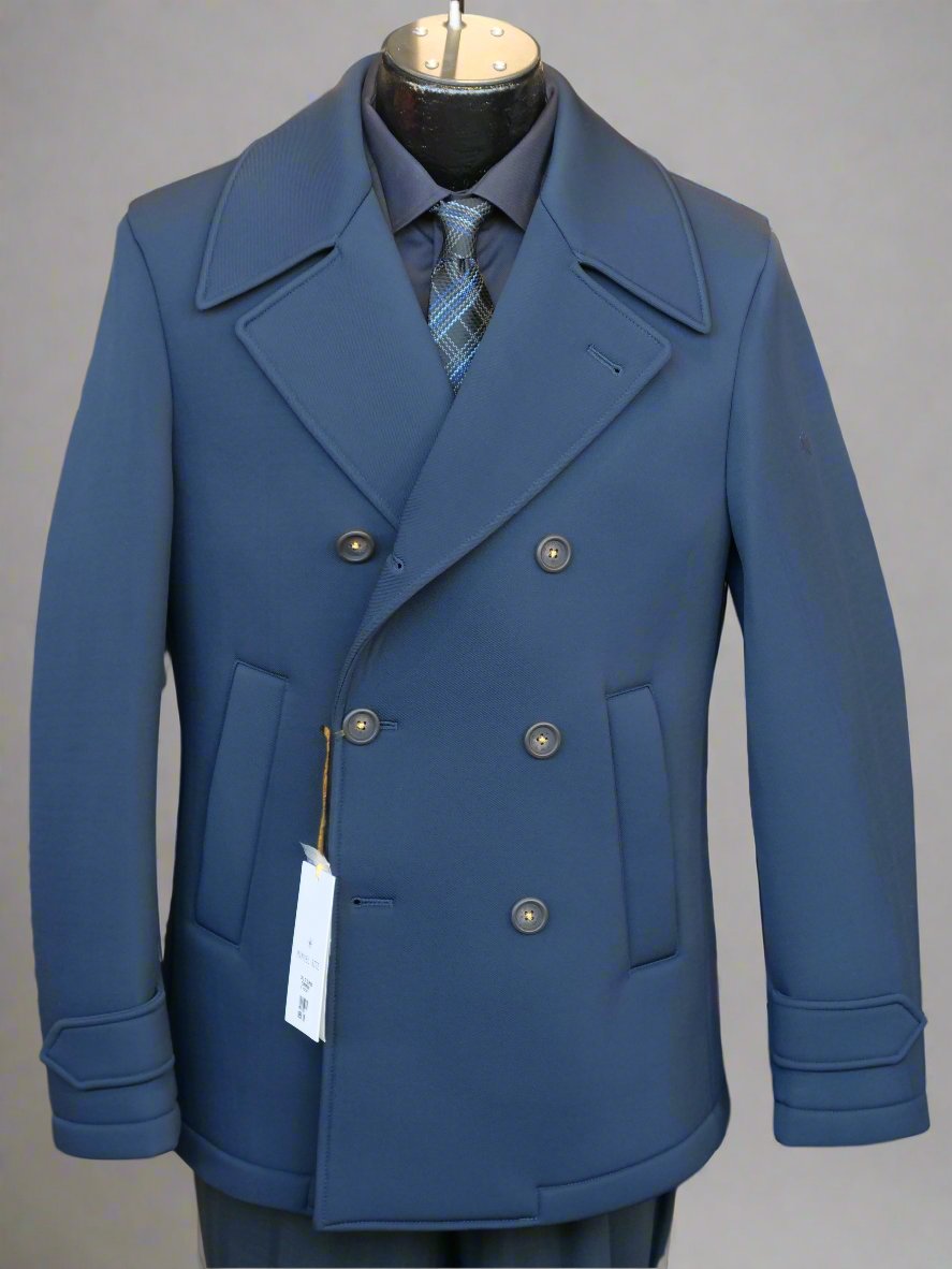 Manuel Ritz Double Breasted Peacoat - Navy