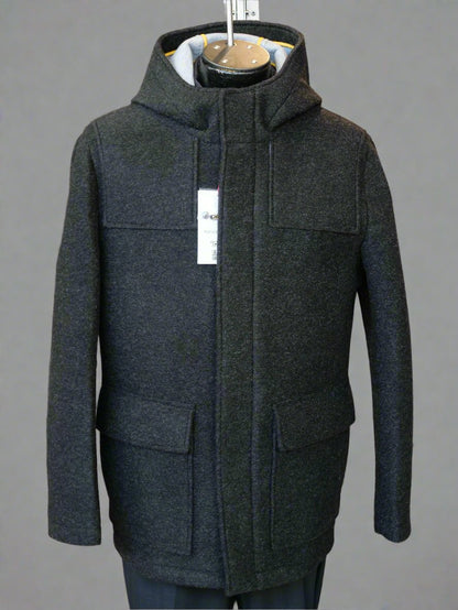 Manuel Ritz Hooded Heavy Jacket - Charcoal