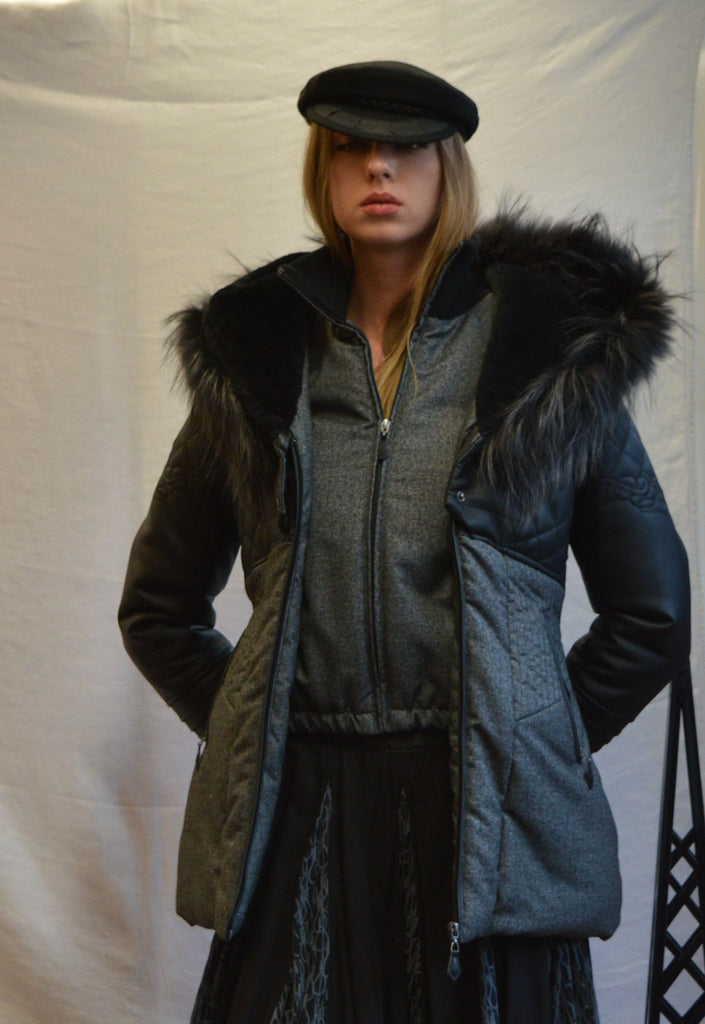 Black Karv Fur-Lined Winter Coat